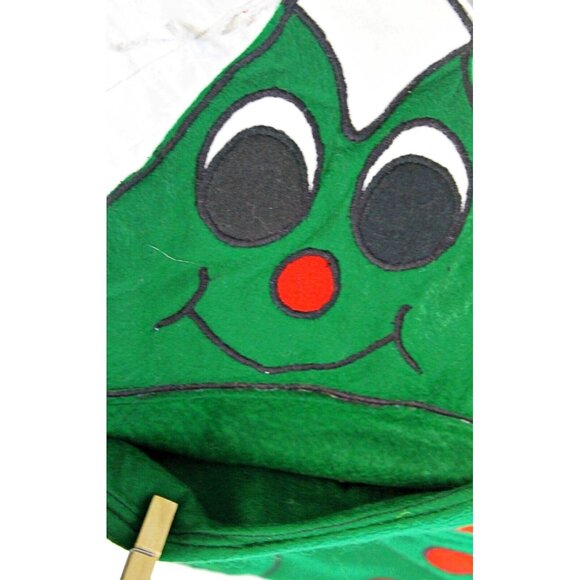 Hand Made  1986 CD Creations 21" Christmas Stocking Smiling Felt Christmas Tree - Picture 3 of 4